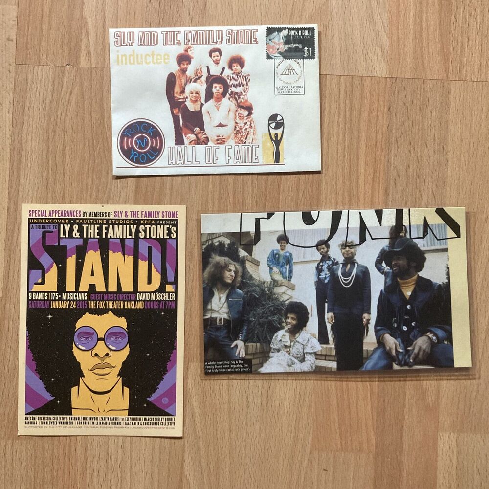 Sly and the Family Stone • Stand! Concert Ad • Laminated Picture • HOF Envelope